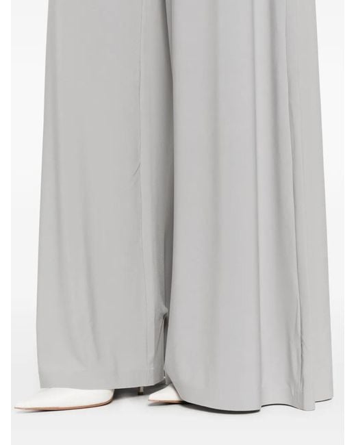 Norma Kamali White Bias Straight-Leg Trousers