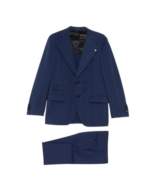 Gabriele Pasini Blue Single-Breasted Pinstripe Suit for men