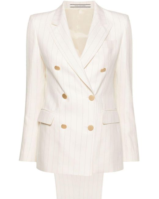 Tagliatore White Pinstriped Double-breasted Suit