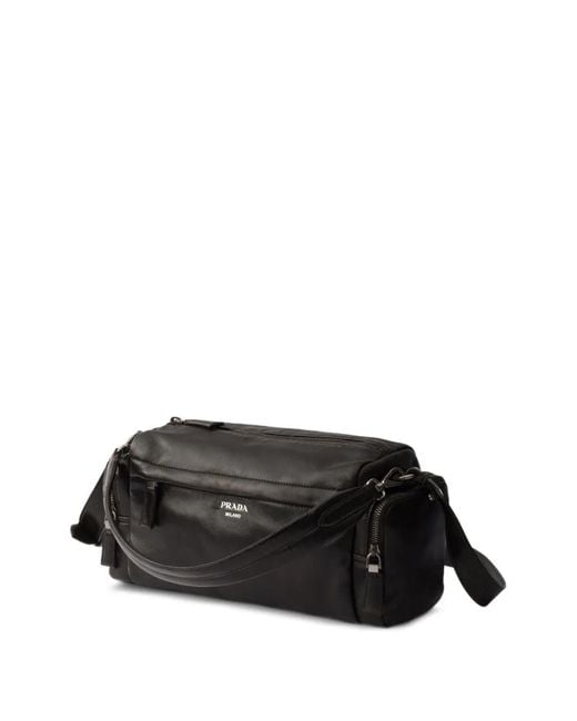 Prada Black Distressed Nappa Leather Shoulder Bag for men