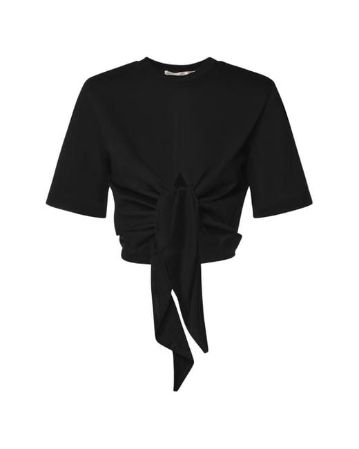 Nineminutes Black Self-Tie Cropped T-Shirt