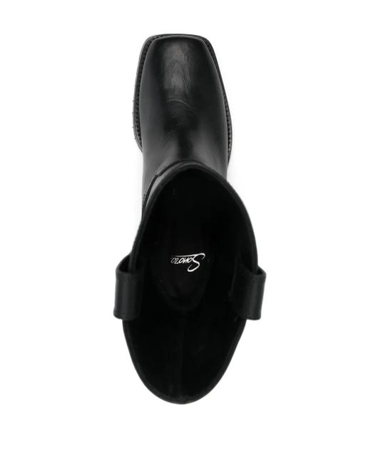 Sonora Boots Black Leather Pull-On Ankle Boots