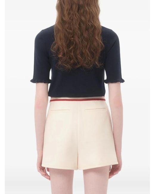 Valentino Garavani Blue Embroidered Wool Top
