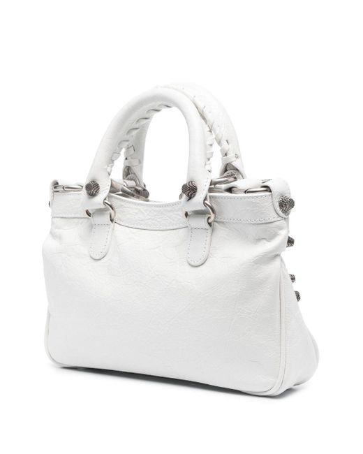 Balenciaga White Small Neo Cagole Shoulder Bag