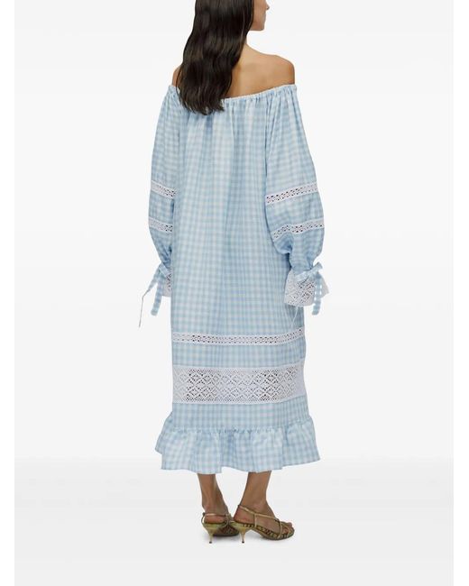 Sleeper Blue Checked Midi Dress