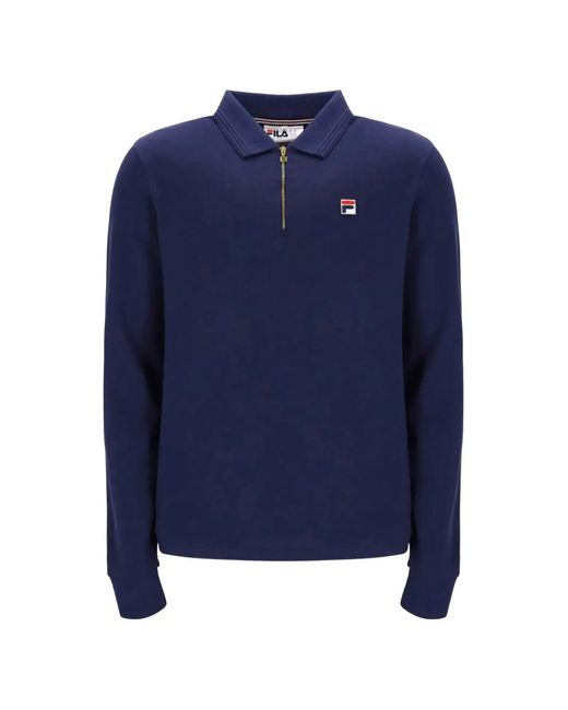 Fila Blue Emilian Zip-Fastening Long-Sleeve Polo Shirt for men