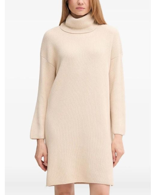 Barbour Natural Roll-Neck Ribbed Mini Dress