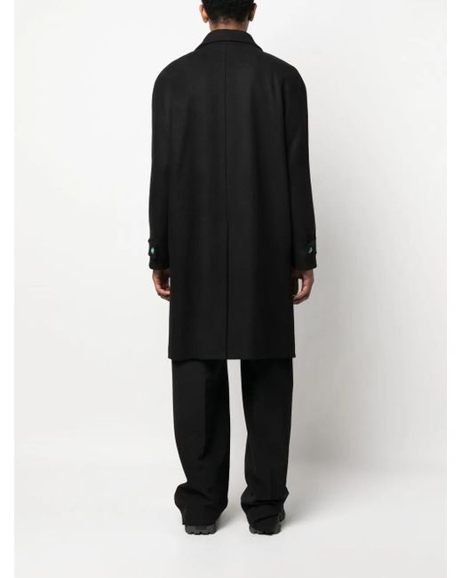 Roberto Cavalli Black Long Single-Breasted Coat for men
