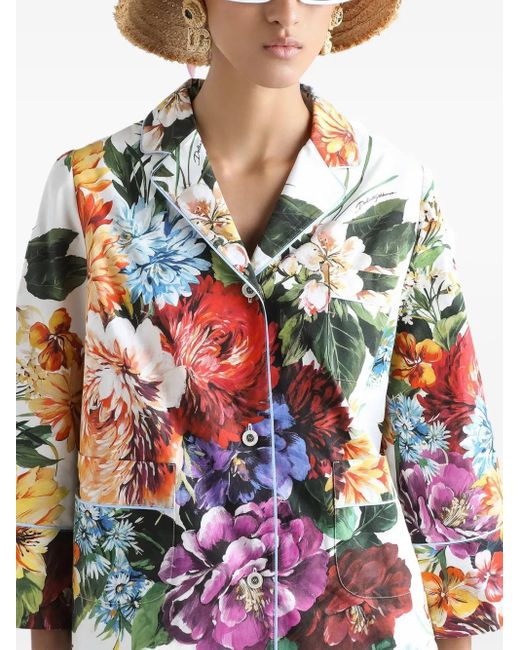 Dolce & Gabbana White Hemd Mit Blumen-Print