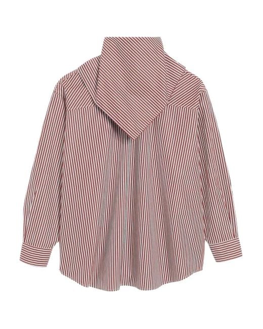 Camisa de algodón a rayas con cuello con estampado de pañuelo AMI de color Red