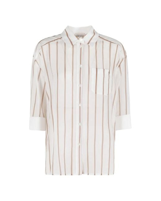 Semicouture White Gracia Striped Pocket Shirt