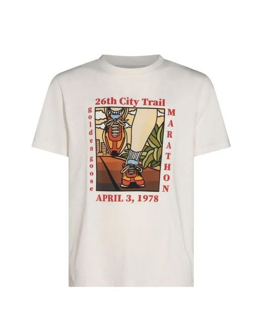 Golden Goose Deluxe Brand White Graphic-Print T-Shirt for men