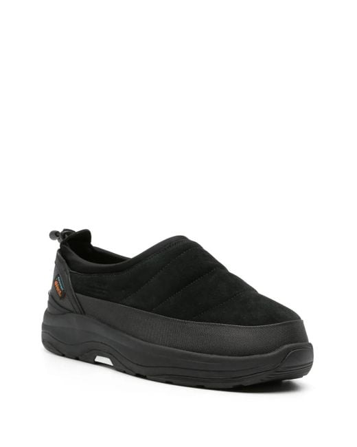 Suicoke Black Pepper-Sev Suede Slippers