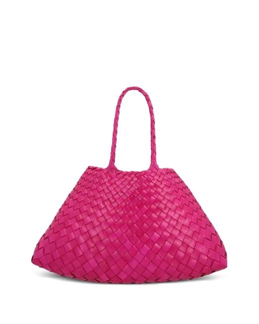 Dragon Diffusion Pink Small Santa Croce Woven Shoulder Bag