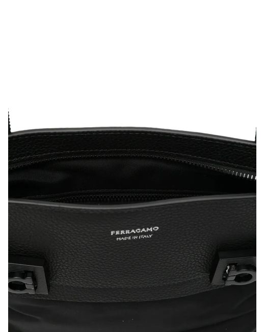 Ferragamo Black Logo-Detail Messenger Bag for men