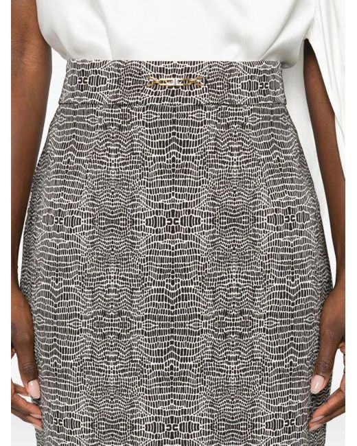 Elisabetta Franchi Gray Python-Print Skirt