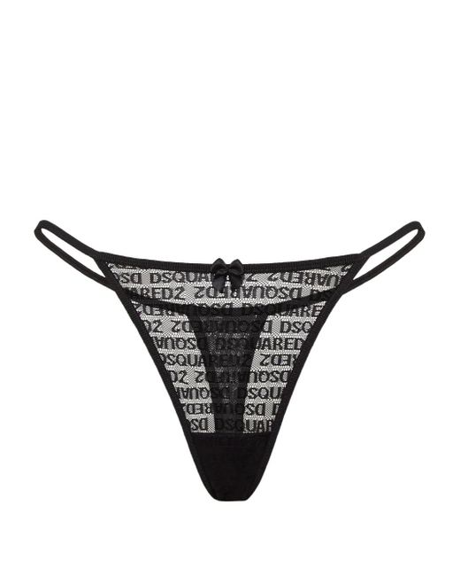 DSquared² Black Tanga Mit Durchgehendem Logo