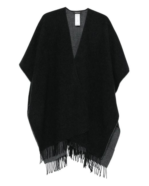 Fabiana Filippi Black Fringed V-Neck Poncho