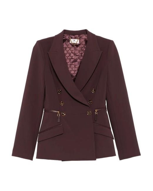 Elisabetta Franchi Jack Met Dubbele Rij Knopen En Rits in het Purple