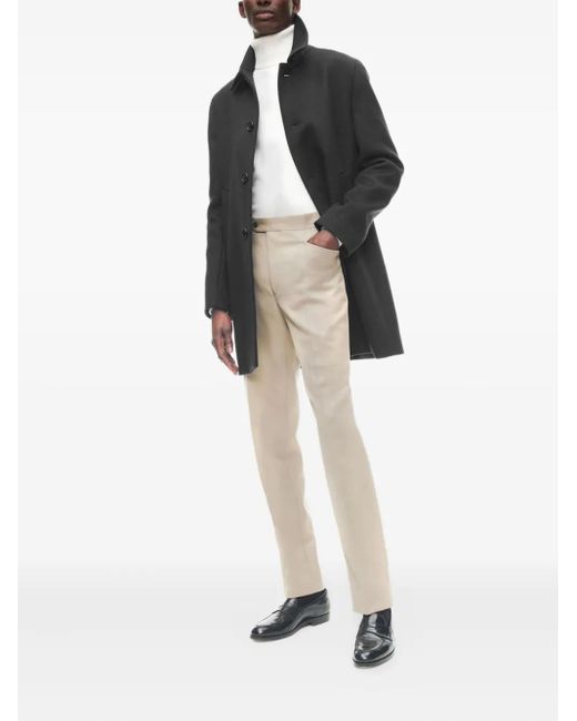 Fursac Black Button-Fastening Coat for men