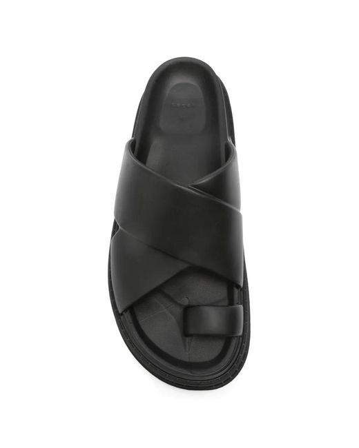 Sacai Black Crossover-Strap Slides for men