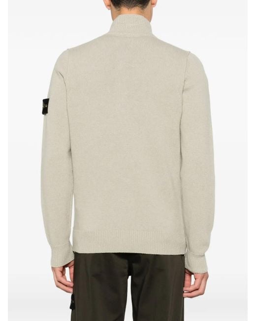 Stone Island White Logo-Patch Long-Sleeve Sweater for men