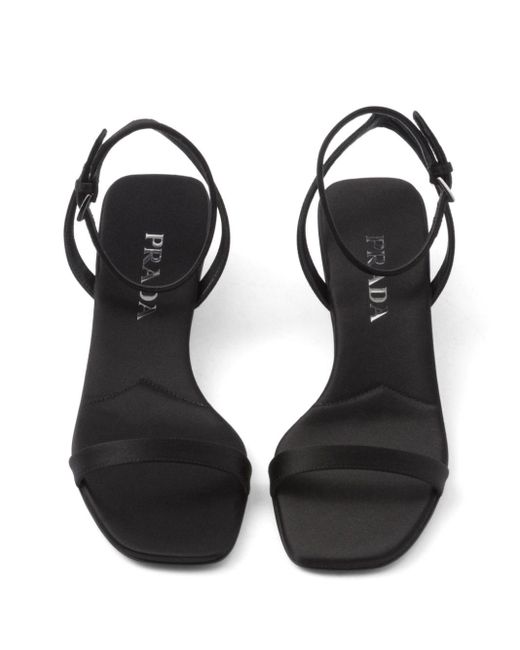 Prada White 35mm Triangle-heel Satin Sandals
