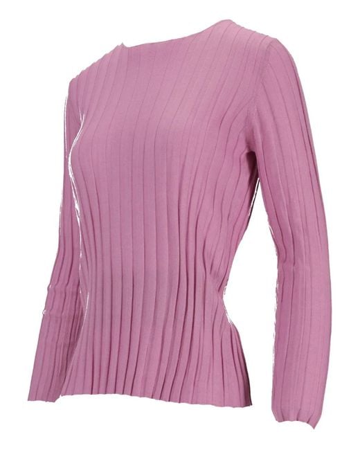 LA ROSE Geribbelde Kasjmier Top in het Purple