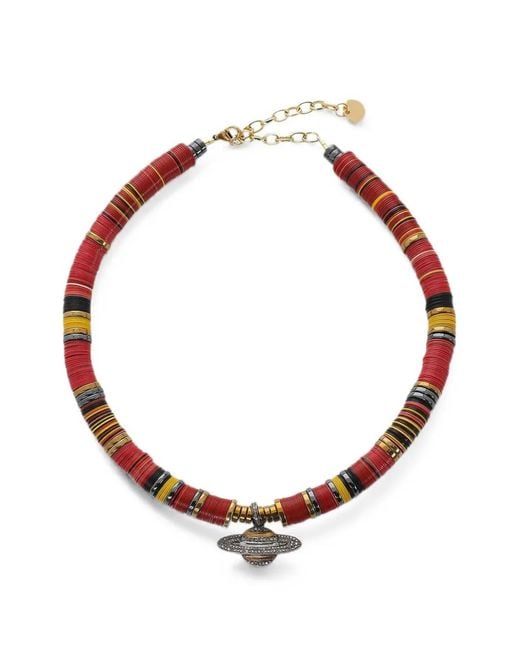 Hijas de Puka White Pm Planet Cognac-Diamond Beaded Necklace