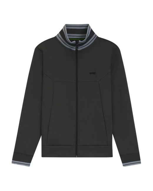 Boss Black Panelled Zip-Up Track Jacket for men