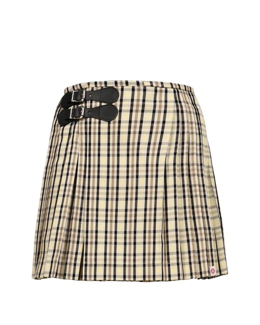 Charles Jeffrey White Checked A-Line Skirt