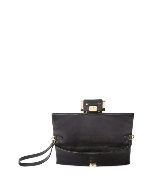 Fendi Black Mamma Baguette Leather Clutch Bag
