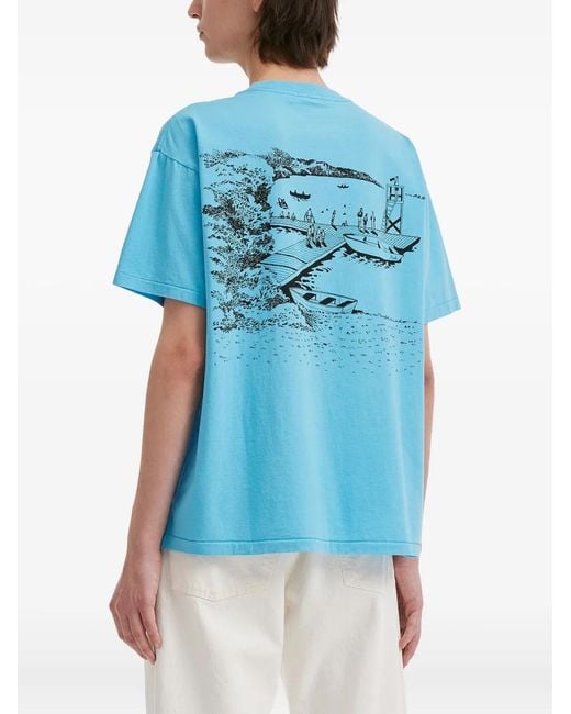 Bode Blue Graphic Print T-Shirt for men