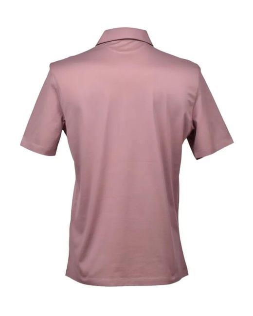 Brunello Cucinelli Pink Short-Sleeves Cotton Polo Shirt for men