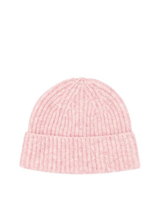 Lisa Yang Pink Ribbed-Knit Cashmere Beanie Hat