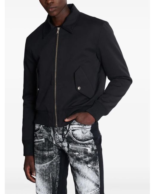 Balmain Black Cotton Bomber Jacket for men
