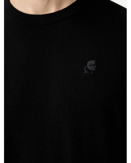 Karl Lagerfeld Black Logo-Embroidered Sweater for men