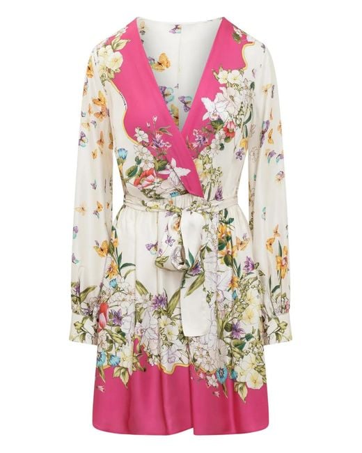 Anna Molinari Pink Butterfly-Floral-Pattern Dress