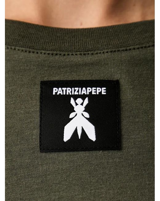 Patrizia Pepe Green Logo-Patch T-Shirt
