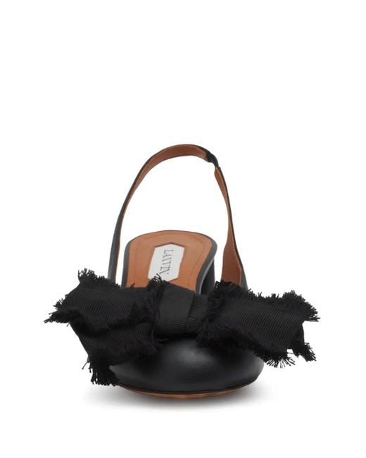 Lanvin Black Leather Slingback Pumps