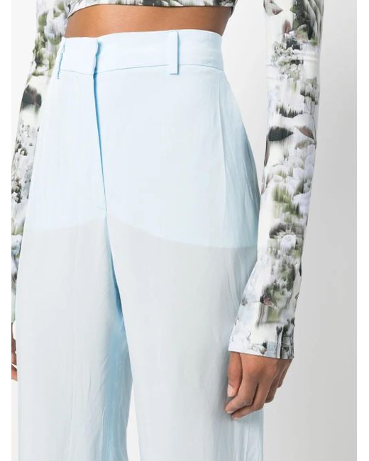 Sportmax Blue Straight-Leg Cut Trousers