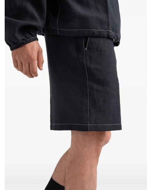 Prada Blue Linen Bermudas for men