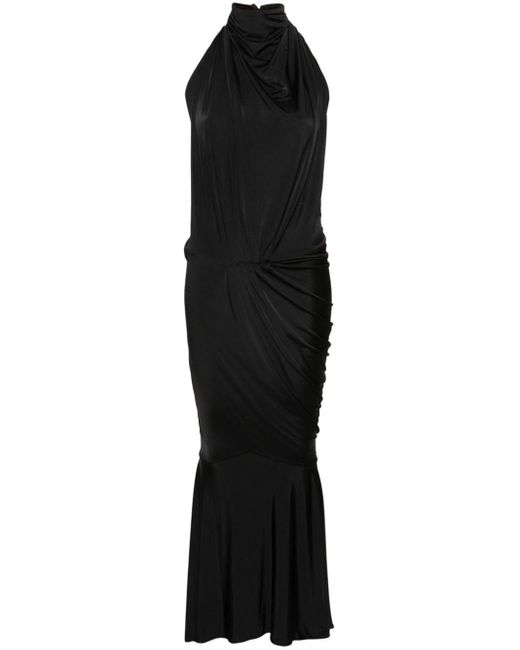 Robe longue drapée à dos nu Alexandre Vauthier en coloris Black