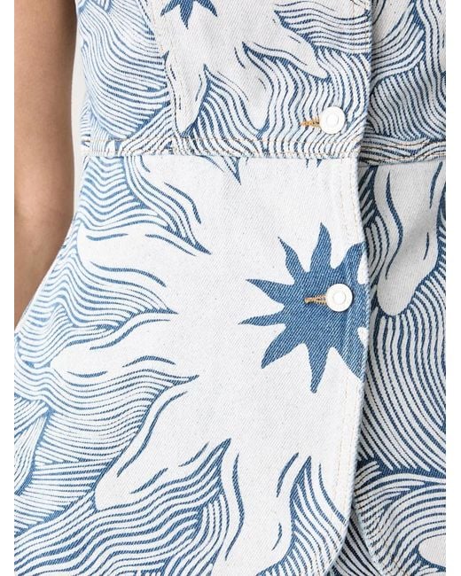 Never Fully Dressed Blue Sun-Print Waistcoat