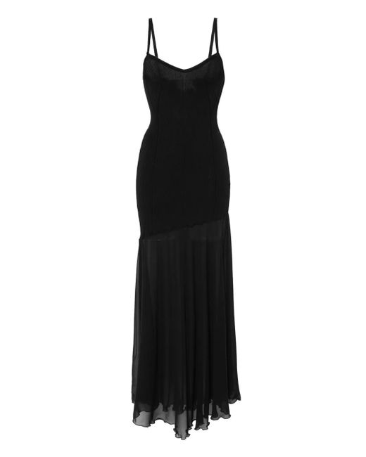 Abito Lungo Con Inserti Semi Trasparenti di Mariuccia Milano in Black