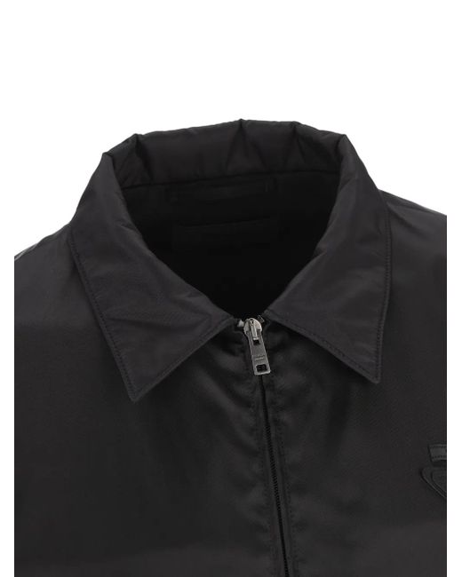 Prada Black Logo-Plaque Cropped Jacket for men