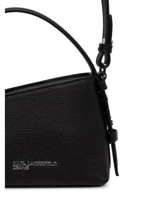 Karl Lagerfeld Black Logo-Plaque Asymmetric Cross Body Bag