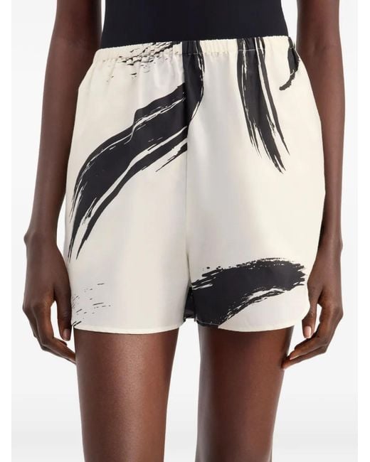 Loulou de Saison White Nilo Elasticated Printed Shorts