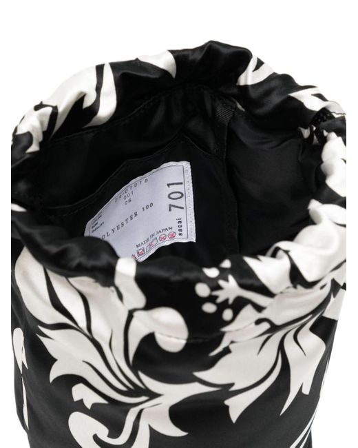 Sacai Black Floral-print Bucket Bag
