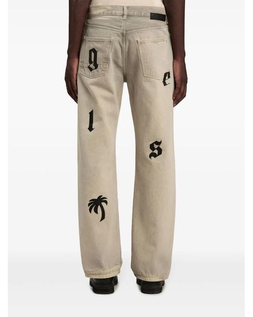 Palm Angels Natural Logo-Patch Loose Jeans for men
